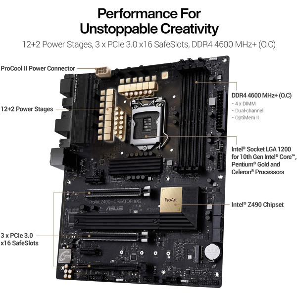 ASUS ProArt Z490-CREATOR 10G Intel® Z490 LGA 1200 ATX Motherboard - Thunderbolt™ 3 Type-C ASUS ProArt Z490-CREATOR 10G Intel® Z490 LGA 1200 ATX Motherboard - Thunderbolt™ 3 Type-C