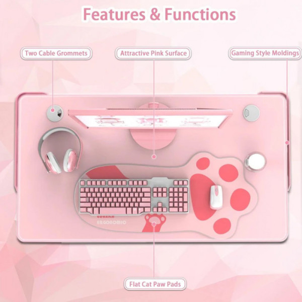 EUREKA ERGONOMIC VENUS GAMING DESK-PINK