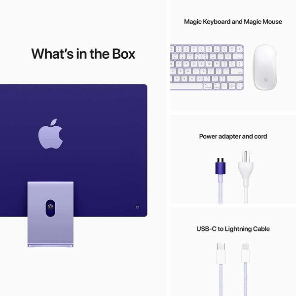 Apple iMac 24 2021, M1 8GB RAM, 512GB SSD, ابل ايماك الجديد ليلكي