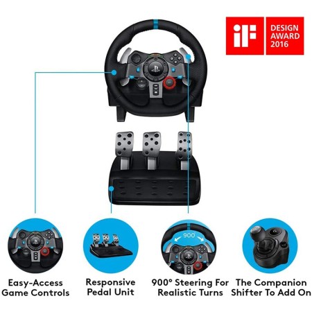 عجلة القيادة Logitech G29 Driving Force, دواسات معدنية ثلاثية للتحكم بدقة في السرعة والكبح والقابض, متوافقة مع PC، PS3، PS4، PS5 عبر برنامج Logitech G HUB عجلة القيادة Logitech G29 Driving Force, دواسات معدنية ثلاثية للتحكم بدقة في السرعة والكبح والقابض, متوافقة مع PC، PS3، PS4، PS5 عبر برنامج Logitech G HUB