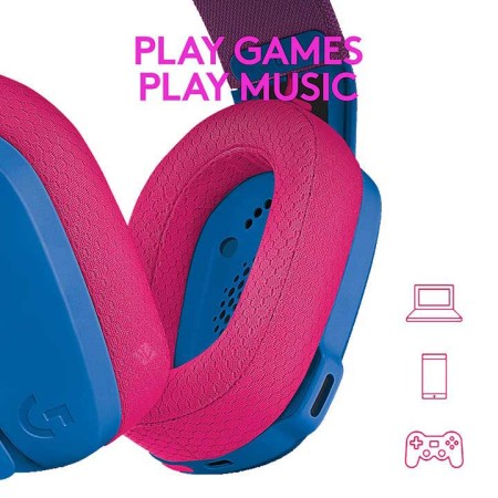 سماعة ألعاب لاسلكية Logitech G435، اتصال لاسلكي مزدوج، ميكروفونات مزدوجة مدمجة بتقنية Beamforming