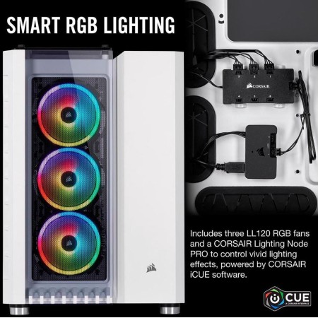 Corsair Crystal 680X RGB Mid Tower - Dual Chamber - 3x Temp Glass - White Corsair Crystal 680X RGB Mid Tower - Dual Chamber - 3x Temp Glass - White