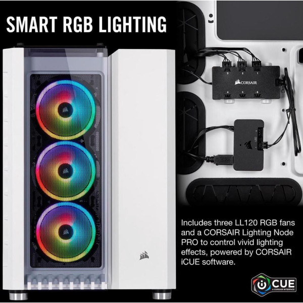 CORSAIR CRYSTAL SERIES 680X RGB TEMP-GLASS MID TOWER CASE- White