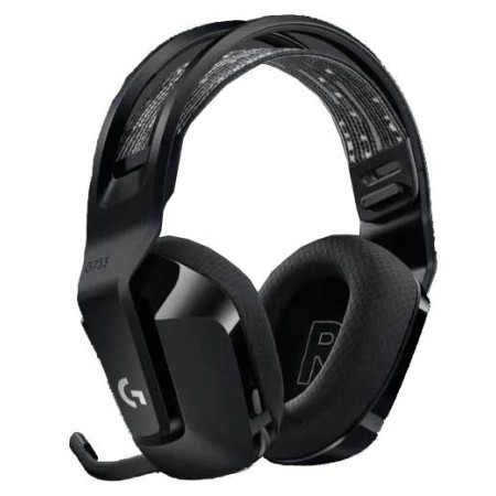 سماعة ألعاب لاسلكية Logitech G733 LIGHTSPEED RGB، عمر بطارية يصل إلى 29 ساعة، دعم الصوت المحيطي DTS، تصميم خفيف الوزن 278 غ - اسود
