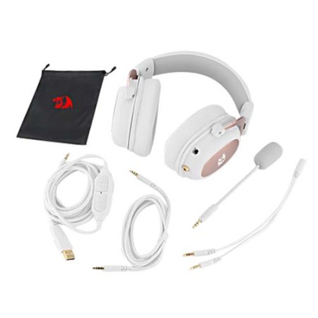 Wired Gaming Headset REDRAGON ZEUS 2 H510W ,7.1 Virtual Surround ,Comfortable memory ,Multi-platform support ,In-line controls -White