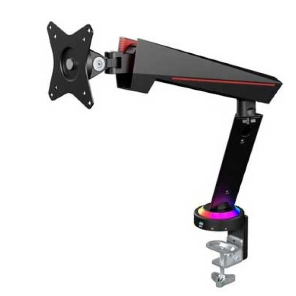 Twisted Minds 17-32 Single Monitor Pro Gaming RGB Desk Mount - Adjustable Die-Cast Aluminum Gas Spring With USB 3.0 Twisted Minds 17-32 Single Monitor Pro Gaming RGB Desk Mount - Adjustable Die-Cast Aluminum Gas Spring With USB 3.0