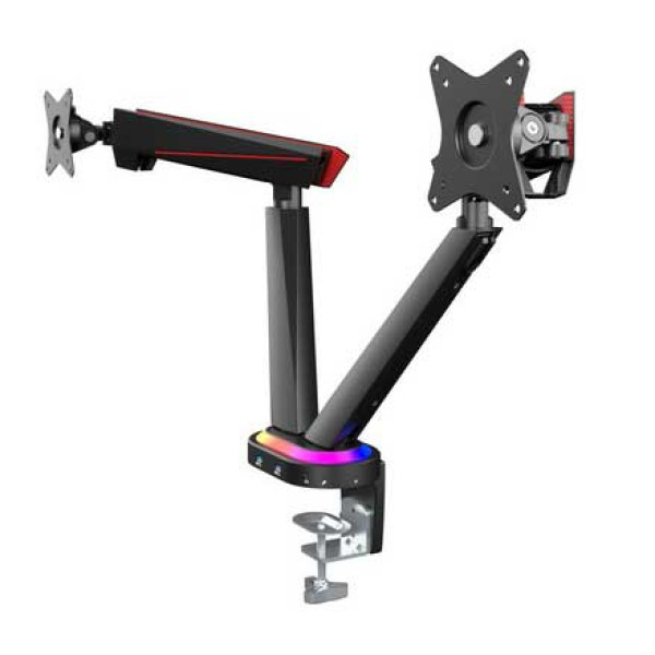 Twisted Minds 17-32 Dual Monitor Pro Gaming RGB Desk Mount - Adjustable Die-Cast Aluminum Gas Spring With USB 3.0 Twisted Minds 17-32 Dual Monitor Pro Gaming RGB Desk Mount - Adjustable Die-Cast Aluminum Gas Spring With USB 3.0