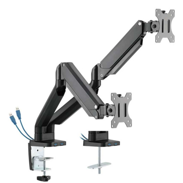 Twisted Minds Dual Aluminum Monitor Arm with USB 3.0 Ports - [ 17inch - 32inch ]