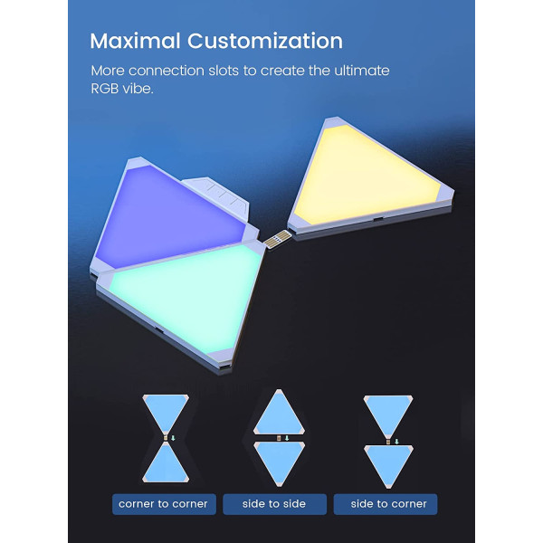 Cololight Smart Triangle Wall Lights with 6 Connection Slots for Gaming Room Decor | 6pcs Cololight Smart Triangle Wall Lights with 6 Connection Slots for Gaming Room Decor | 6pcs