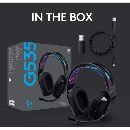 سماعة رأس لاسلكية Logitech G535, اتصال اللاسلكي LIGHTSPEED, محركات صوتية بحجم 40 مم, ميكروفون مرن قابل للفصل, 236 جرام, بطارية حتى 33 ساعة - أسود سماعة رأس لاسلكية Logitech G535, اتصال اللاسلكي LIGHTSPEED, محركات صوتية بحجم 40 مم, ميكروفون مرن قابل للفصل, 236 جرام, بطارية حتى 33 ساعة - أسود