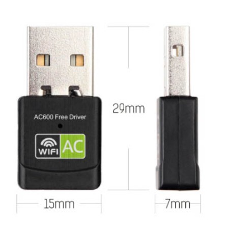 لاقط شبكة واي فاي مزدوج الموجة - محول USB صغير واي فاي بسرعة 600 ميجابت في الثانية ثنائي النطاق 2.4 جيجا هرتز + 5 جيجا هرتز برنامج تشغيل مجاني
