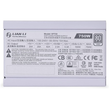 Lian Li 750W SFX Form Factor Power Supply 80+ Gold- White Lian Li 750W SFX Form Factor Power Supply 80+ Gold- White