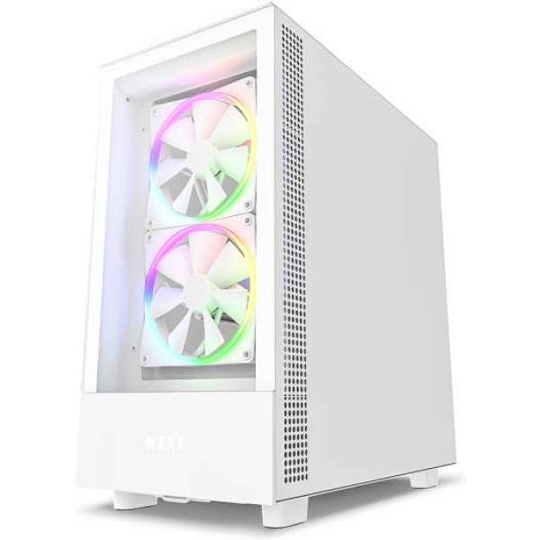NZXT H5 ELITE ATX Mid Tower Gaming Case 2x Fans 140m RGB - White NZXT H5 ELITE ATX Mid Tower Gaming Case 2x Fans 140m RGB - White