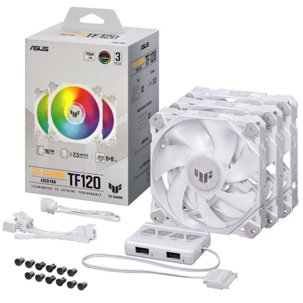 ASUS TUF GAMING TF120 ARGB FAN 3 PACK -WHITE ASUS TUF GAMING TF120 ARGB FAN 3 PACK -WHITE