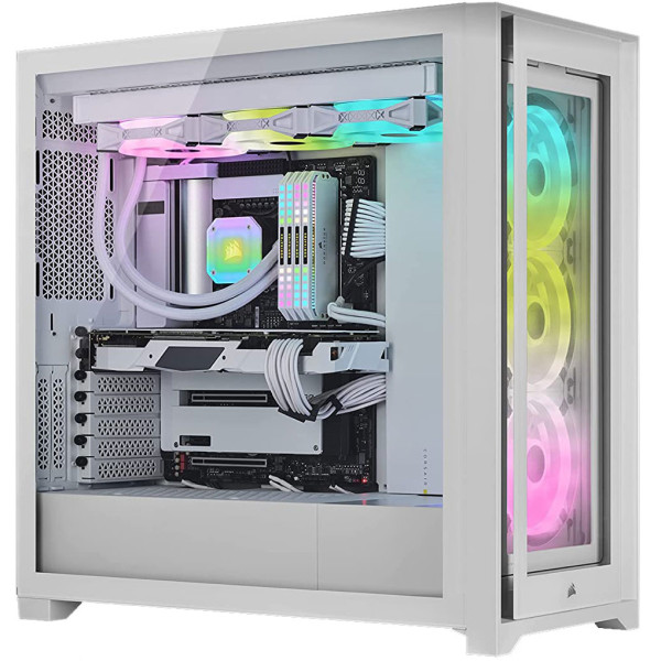 CORSAIR iCUE 5000X RGB FULL TOWER GAMING ATX CASE- WHITE - كيس كومبيوتر كورسير CORSAIR iCUE 5000X RGB FULL TOWER GAMING ATX CASE- WHITE - كيس كومبيوتر كورسير