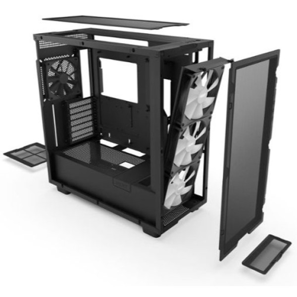 NZXT H7 Flow ATX Mid Tower Gaming Case 3x Fans RGB - Black NZXT H7 Flow ATX Mid Tower Gaming Case 3x Fans RGB - Black