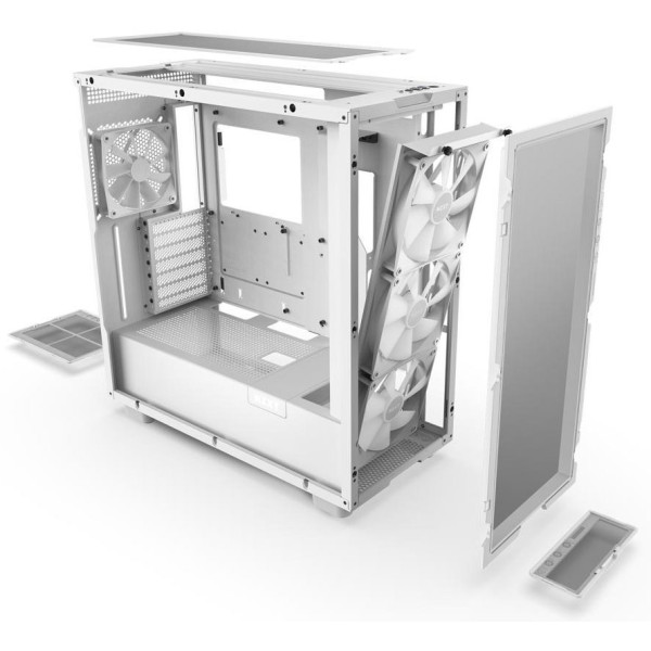 NZXT H7 Flow ATX Mid Tower Gaming Case 3x Fans RGB - White NZXT H7 Flow ATX Mid Tower Gaming Case 3x Fans RGB - White