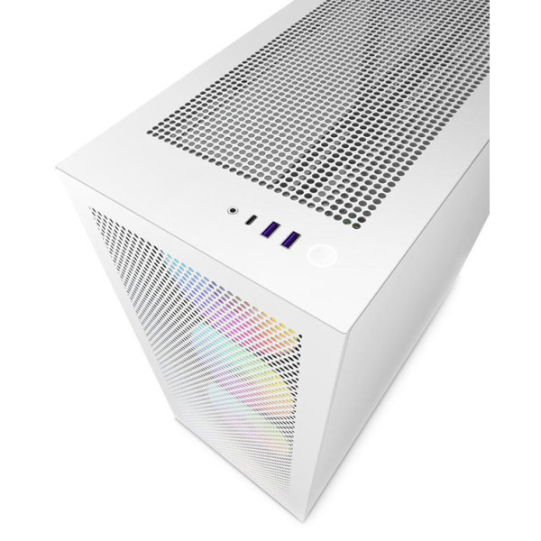 NZXT H7 Flow ATX Mid Tower Gaming Case 3x Fans RGB - White NZXT H7 Flow ATX Mid Tower Gaming Case 3x Fans RGB - White