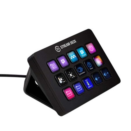 لوحة تحكم احترافية Elgato Stream Deck MK.2, مع 15 مفتاح LCD قابل للتخصيص, تنفيذ أوامر متعددة, متوافقة مع برامج البث المختلفة, توصيل عبر USB-C - أسود