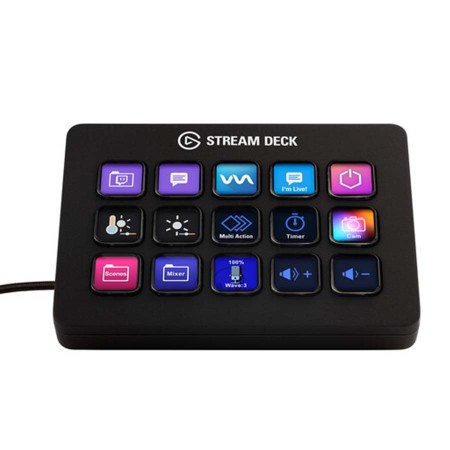 لوحة تحكم احترافية Elgato Stream Deck MK.2, مع 15 مفتاح LCD قابل للتخصيص, تنفيذ أوامر متعددة, متوافقة مع برامج البث المختلفة, توصيل عبر USB-C - أسود