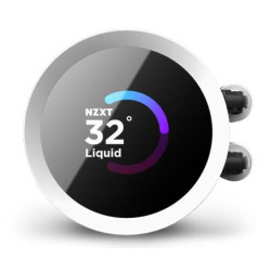 مبرد مائي للمعالج ان زي اكس تي كراكن مع شاشة - أبيض