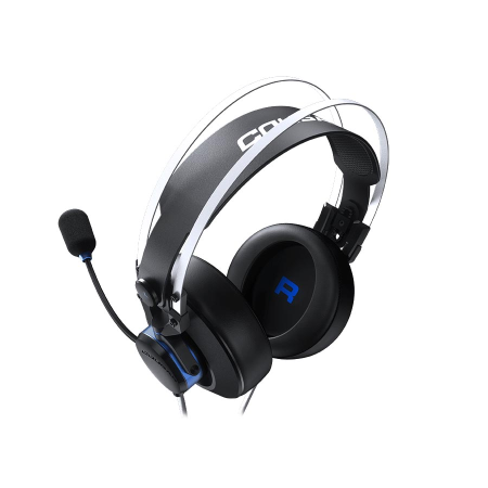 سماعة ألعاب سلكية COUGAR VM410 PS – ميكروفون إلغاء الضوضاء، تصميم خفيف ومريح، تحكم مباشر على الكابل، اللون أزرق/أسود