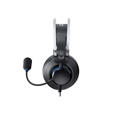 سماعة ألعاب سلكية COUGAR VM410 PS – ميكروفون إلغاء الضوضاء، تصميم خفيف ومريح، تحكم مباشر على الكابل، اللون أزرق/أسود