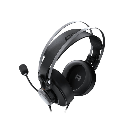 سماعة ألعاب سلكية COUGAR VM410 Iron – أسود، بتوافق مع جميع الأجهزة، صوت فائق الجودة، ميكروفون مزود بإلغاء الضوضاء، وأزرار تحكم مدمجة بالكابل - اسود
