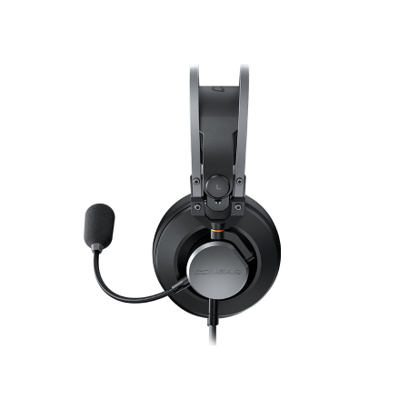 سماعة ألعاب سلكية COUGAR VM410 Iron – أسود، بتوافق مع جميع الأجهزة، صوت فائق الجودة، ميكروفون مزود بإلغاء الضوضاء، وأزرار تحكم مدمجة بالكابل - اسود