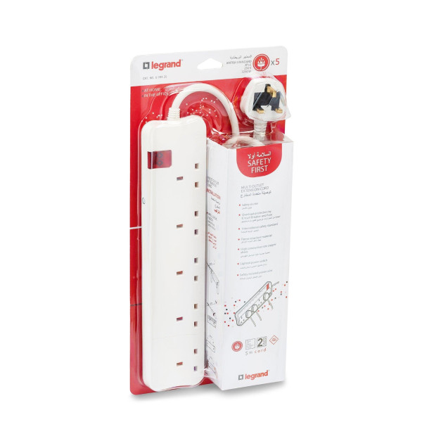LEGRAND Power Extention Cord 5 Ways 3M -White LEGRAND Power Extention Cord 5 Ways 3M -White