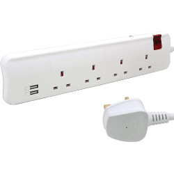 Legrand Power Extention Cod 4 Way+2 Usb 3m -White - توصيلة كهرباء 3 متر 4 مخرج Legrand Power Extention Cod 4 Way+2 Usb 3m -White - توصيلة كهرباء 3 متر 4 مخرج