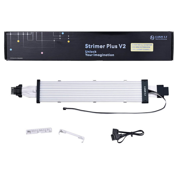 LIAN LI STRIMER PLUS V2 12+4-Pin To 12+4-Pin 12 Light Guides 162 LEDs Extension 320mm RGB Cable - VGA LIAN LI STRIMER PLUS V2 12+4-Pin To 12+4-Pin 12 Light Guides 162 LEDs Extension 320mm RGB Cable - VGA