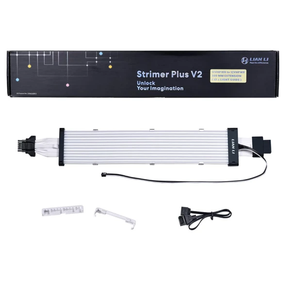 LIAN LI STRIMER PLUS V2 12+4-Pin To 12+4-Pin 12 Light Guides 162 LEDs Extension 320mm RGB Cable - VGA