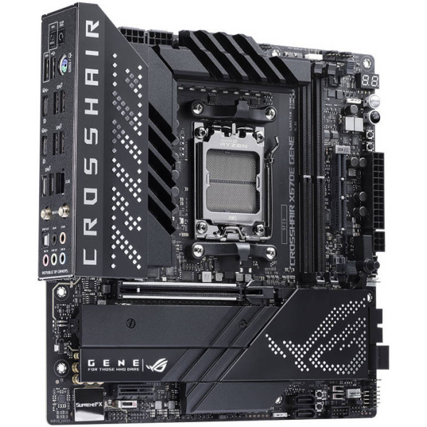 ASUS MOTHERBOARD ROG CROSSHAIR GENE X670E GAMING - WiFi (AURA) -AM5 - مذربورد أسوس ASUS MOTHERBOARD ROG CROSSHAIR GENE X670E GAMING - WiFi (AURA) -AM5 - مذربورد أسوس