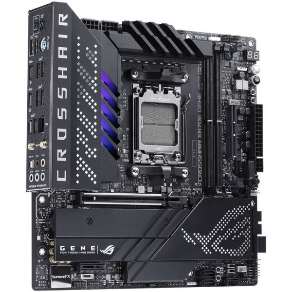 ASUS MOTHERBOARD ROG CROSSHAIR GENE X670E GAMING - WiFi (AURA) -AM5 - مذربورد أسوس ASUS MOTHERBOARD ROG CROSSHAIR GENE X670E GAMING - WiFi (AURA) -AM5 - مذربورد أسوس