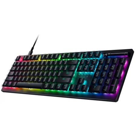 لوحة مفاتيح ألعاب سلكية رازر ديثستالكر V2 منخفضة الارتفاع، بإضاءة Chroma RGB، مع مفاتيح بصرية (Optical Switches) - اسود لوحة مفاتيح ألعاب سلكية رازر ديثستالكر V2 منخفضة الارتفاع، بإضاءة Chroma RGB، مع مفاتيح بصرية (Optical Switches) - اسود