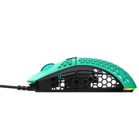 فأرة العاب سلكي احترافي Gamertek GM16 Ultralight Precision، وزن فائق الخفة: حوالي 62 غ، مفاتيح Kailh GM 8.0 للأزرار الرئيسية – أخضر