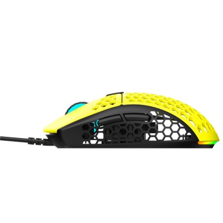 فأرة العاب سلكي احترافي Gamertek GM16 Ultralight Precision، وزن فائق الخفة 62 غ، مفاتيح Kailh GM 8.0 للأزرار الرئيسية - اصفر