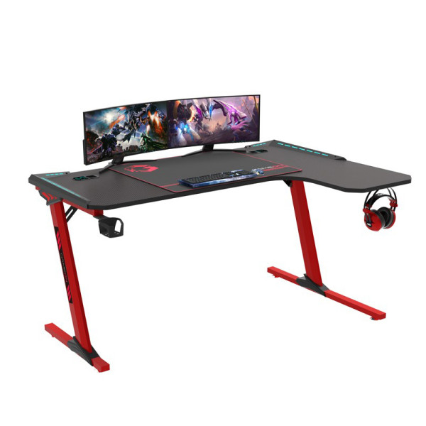 GAMEON Phantom L-Shaped RGB Flowing Light Gaming Desk (140cm - Mouse pad) Qi Wireless Charger & USB Hub - Black GAMEON Phantom L-Shaped RGB Flowing Light Gaming Desk (140cm - Mouse pad) Qi Wireless Charger & USB Hub - Black