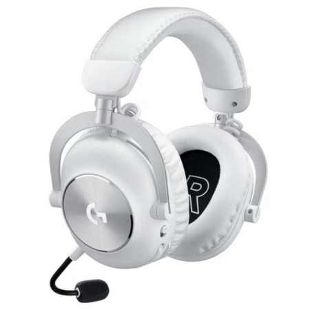 Wireless Gaming Headset  Logitech PRO X ,Supports Bluetooth ,up to 50 hours ,memory foam ear pads ,Detachable microphone with Blue VO!CE - White