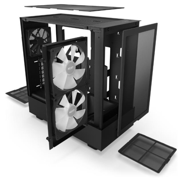 Nzxt H5 Flow Atx Mid Tower Gaming Case 2x Fans 140m RGB - Black Nzxt H5 Flow Atx Mid Tower Gaming Case 2x Fans 140m RGB - Black