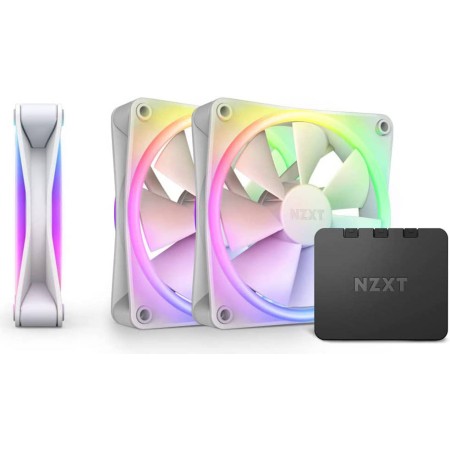 مراوح NZXT F120 RGB DUO, حزمة ثلاثية لمراوح 120 ملم مع وحدة تحكم RGB, سرعة دوران تصل حتى 1800 دورة في الدقيقة -  أبيض