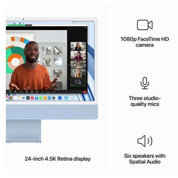 ابل أي ماك 24 بوصة 256GB M3 كمبيوتر مكتبي شامل ازرق ابل أي ماك 24 بوصة 256GB M3 كمبيوتر مكتبي شامل ازرق