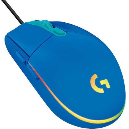 فأرة ألعاب سلكية Logitech G203 LIGHTSYNC، مزودة بـ 6 أزرار قابلة للبرمجة، استجابة فائقة السرعة بزمن 1 مللي ثانية، معدل استجابة (Polling Rate) ‏1000 هرتز – أزرق