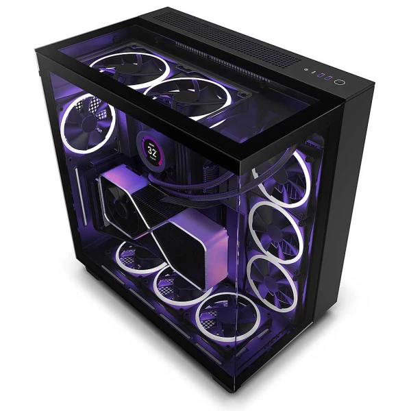 NZXT H9 Elite Mid Tower Airflow Case (3x FANs RGB + 1xFAN Without RGB) - Black