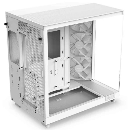 NZXT H6 Flow RGB Case - Panoramic Glass - Dual Chamber - 3x RGB Fans - White
