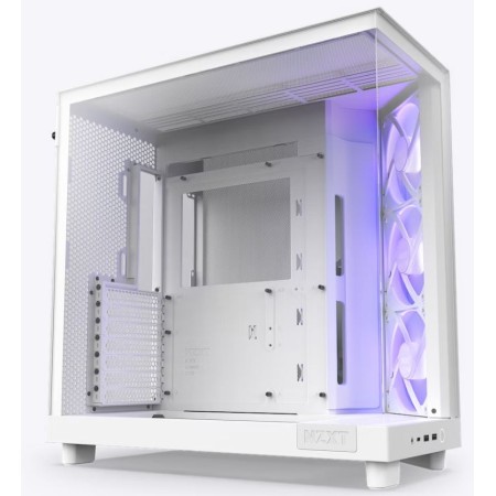 NZXT H6 Flow RGB Case - Panoramic Glass - Dual Chamber - 3x RGB Fans - White