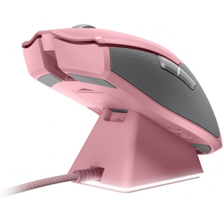ماوس العاب لا سلكي احترافي Razer Viper Ultimate Quartz، خفيف جدًا بوزن 74 جم، مزود بـ مستشعر بصري Razer Focus+ بدقة تصل إلى 20,000 DPI، HyperSpeed – لون وردي Quartz