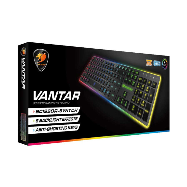 COUGAR VANTAR S GAMING KEYBOARD SCISSOR-SWITCH 8-Backlight Effect - BLACK COUGAR VANTAR S GAMING KEYBOARD SCISSOR-SWITCH 8-Backlight Effect - BLACK