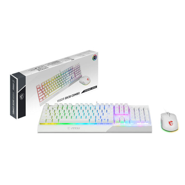 MSI Vigor GK30 Combo RGB Gaming Keyboard & Mouse - WHITE MSI Vigor GK30 Combo RGB Gaming Keyboard & Mouse - WHITE